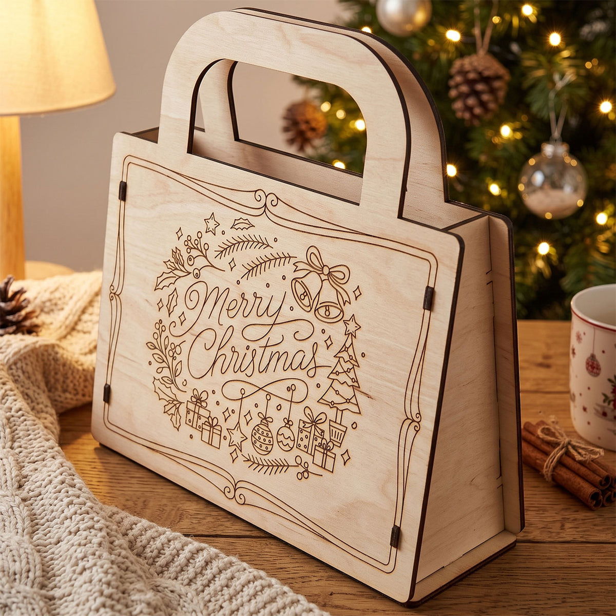 Opening Christmas Gift Bag - Reusable Holiday Gift Packaging - Glowforge