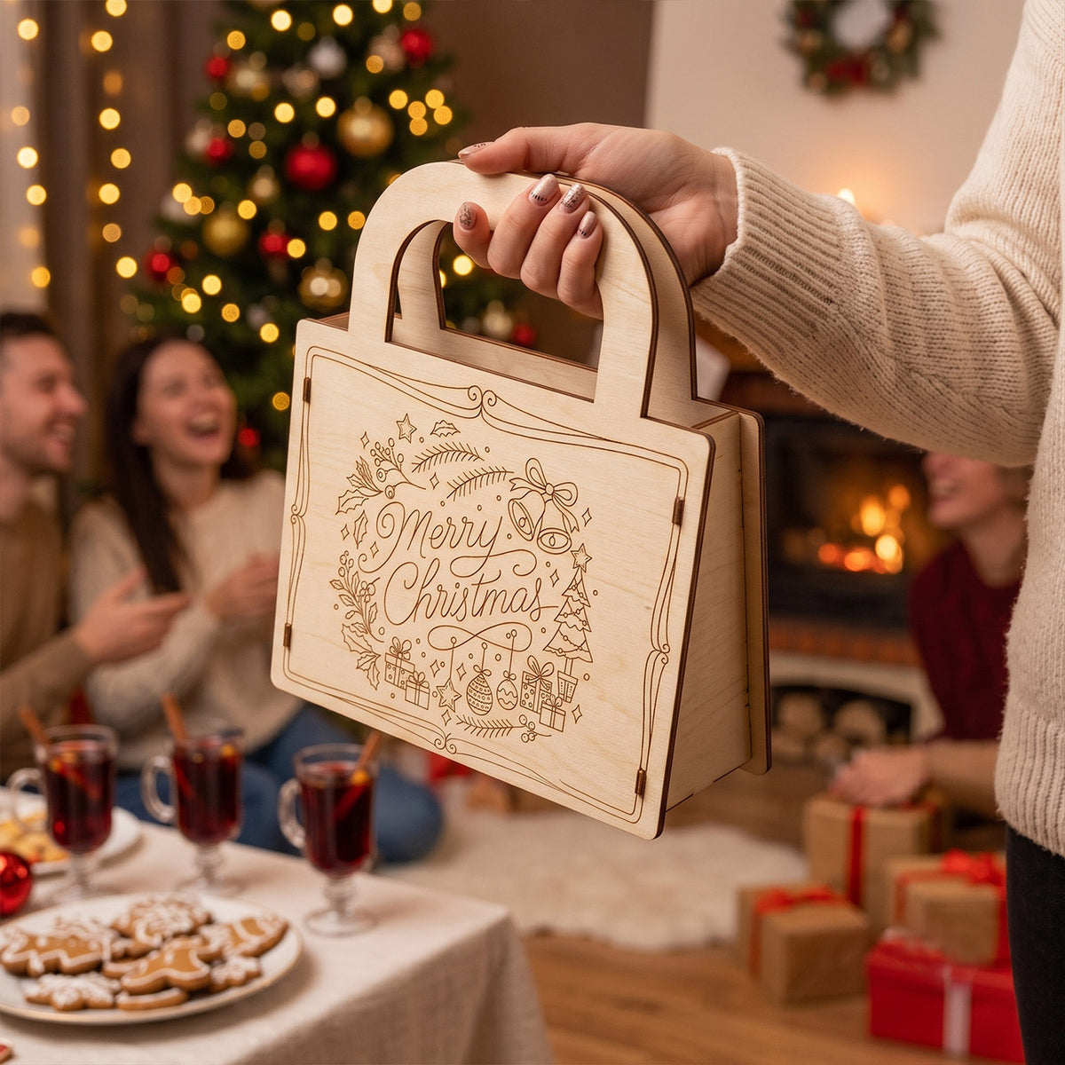 Opening Christmas Gift Bag - Reusable Holiday Gift Packaging - Glowforge