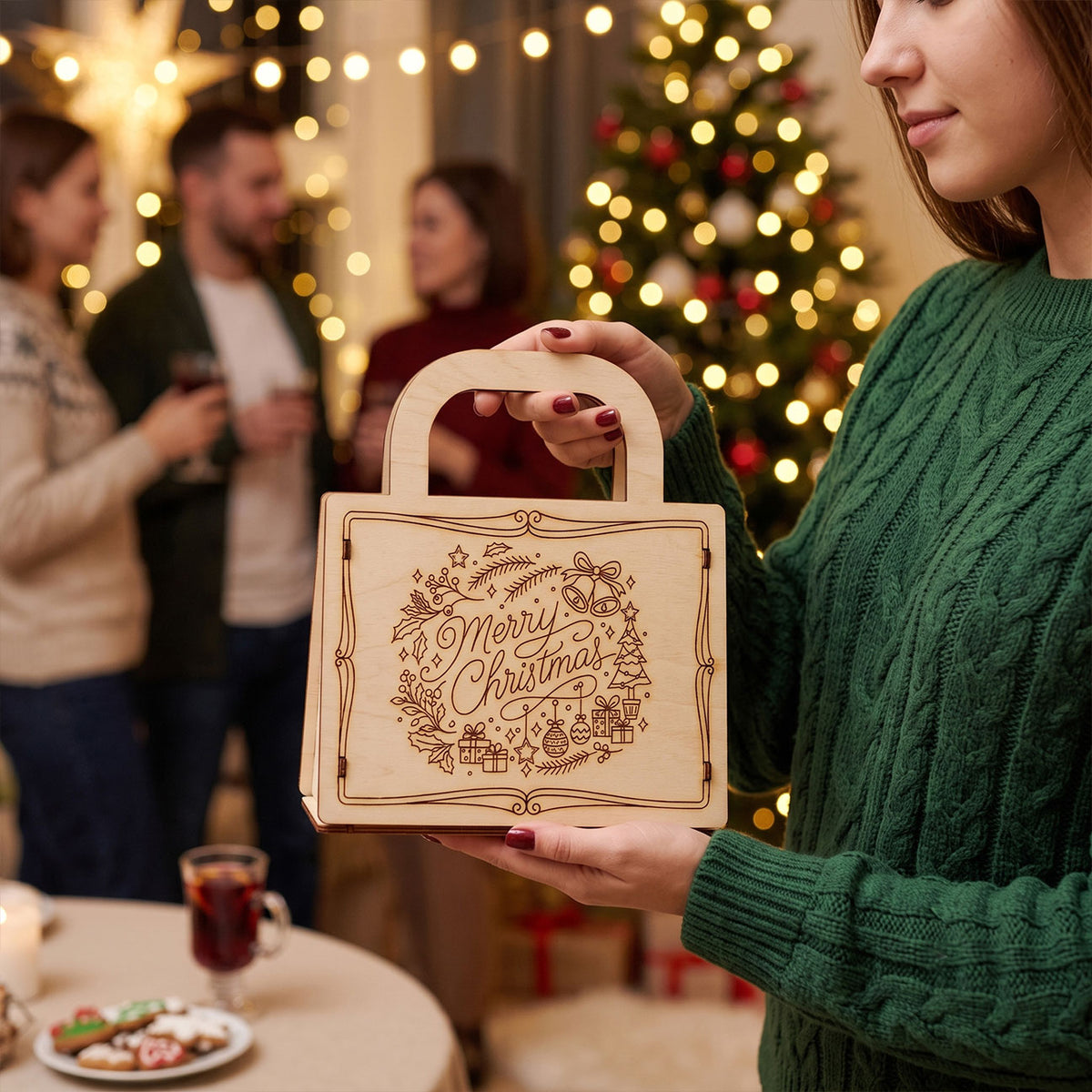 Opening Christmas Gift Bag - Reusable Holiday Gift Packaging - Glowforge
