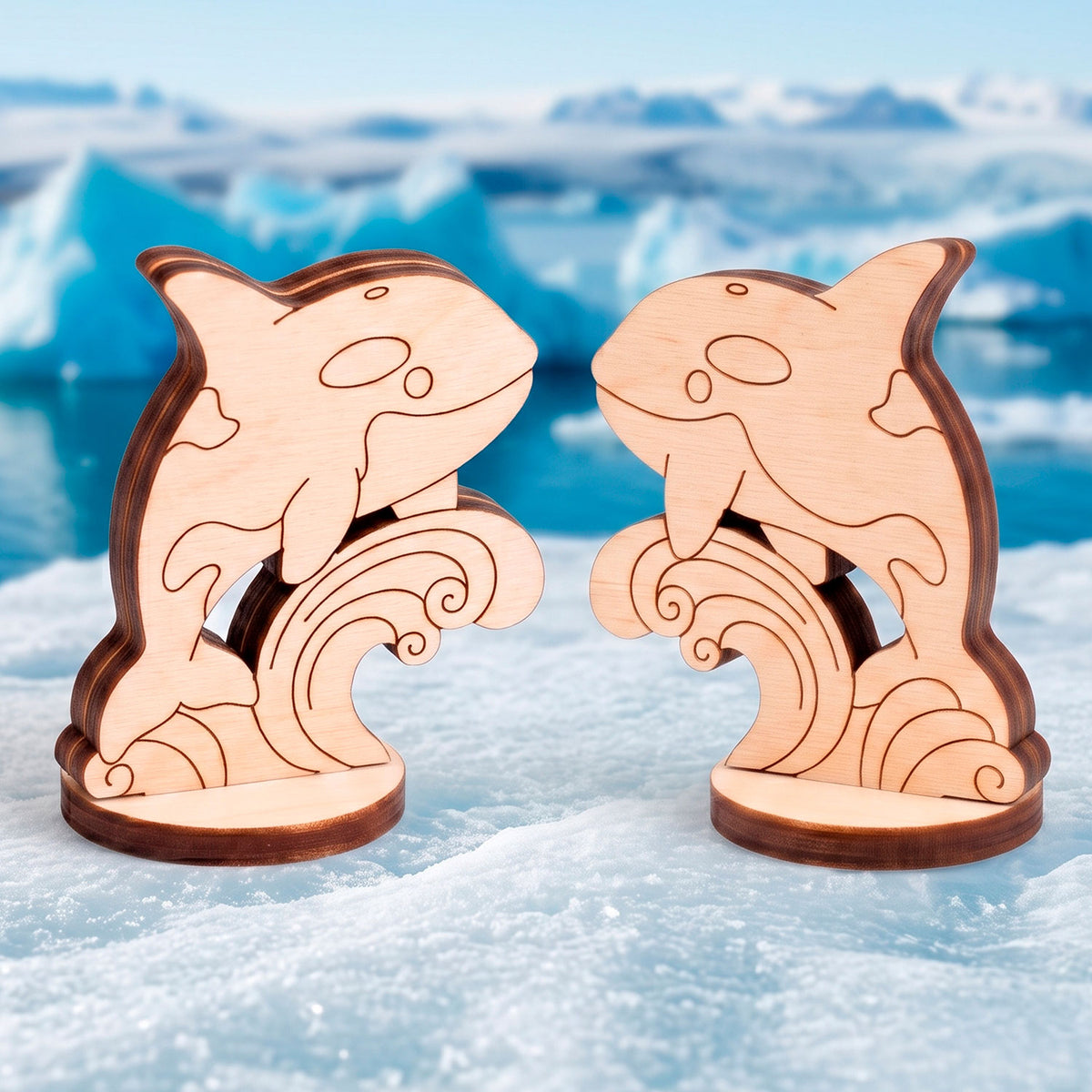 Orca Toy - Wooden Whale Figure for Ocean Play & Painting - Glowforge