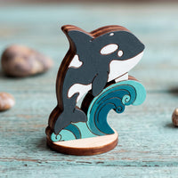 Orca Toy - Wooden Whale Figure for Ocean Play & Painting - Glowforge