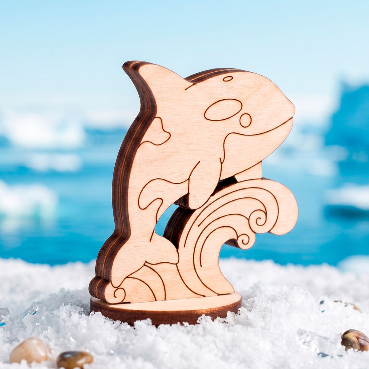 Orca Toy - Wooden Whale Figure for Ocean Play & Painting - Glowforge