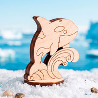 Orca Toy - Wooden Whale Figure for Ocean Play & Painting - Glowforge