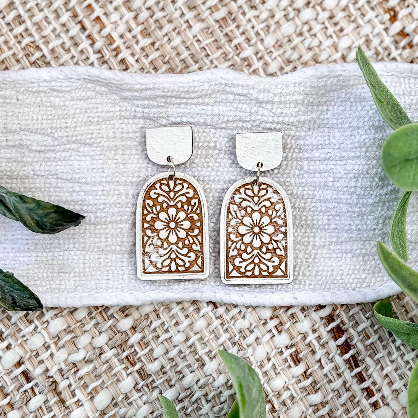 Ornate Floral Arch Dangle Earrings