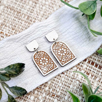 Ornate Floral Arch Dangle Earrings - Glowforge