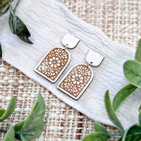 Ornate Floral Arch Dangle Earrings - Glowforge