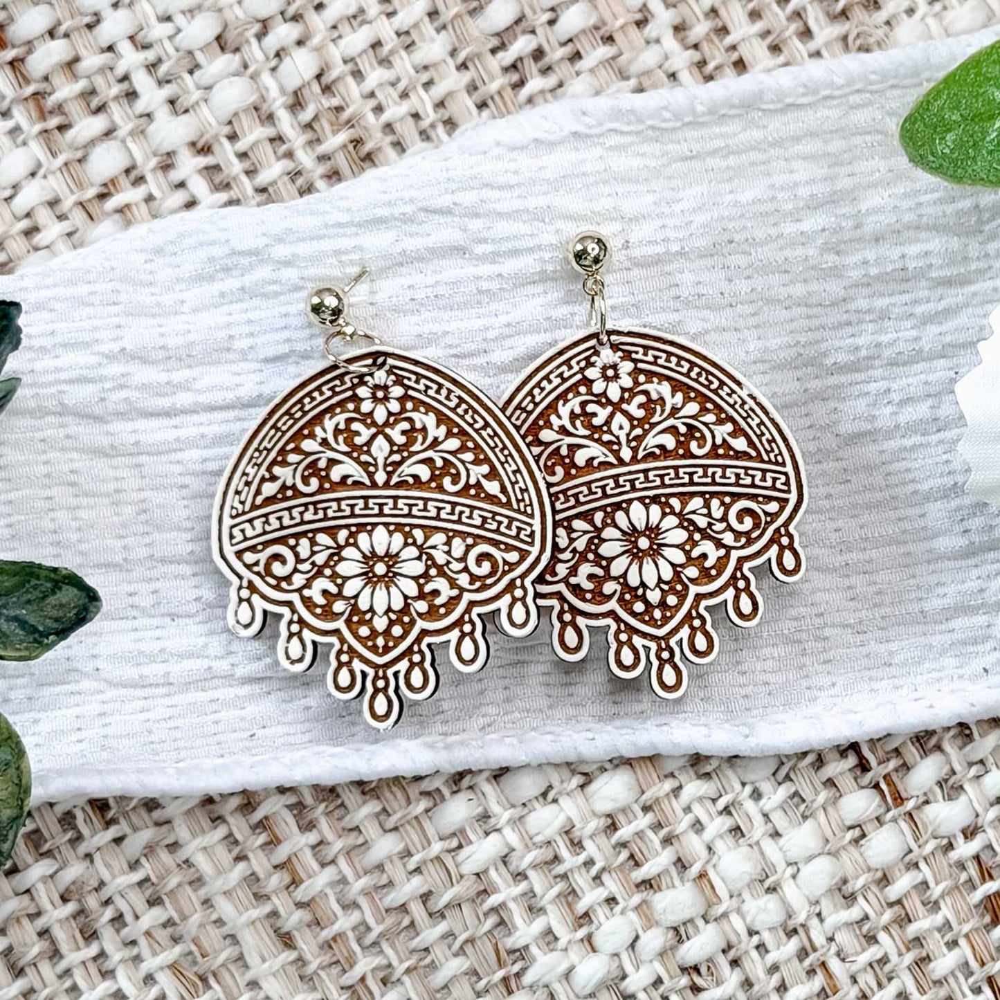 Ornate Floral Chandelier Earrings with Dangle Detail - Glowforge