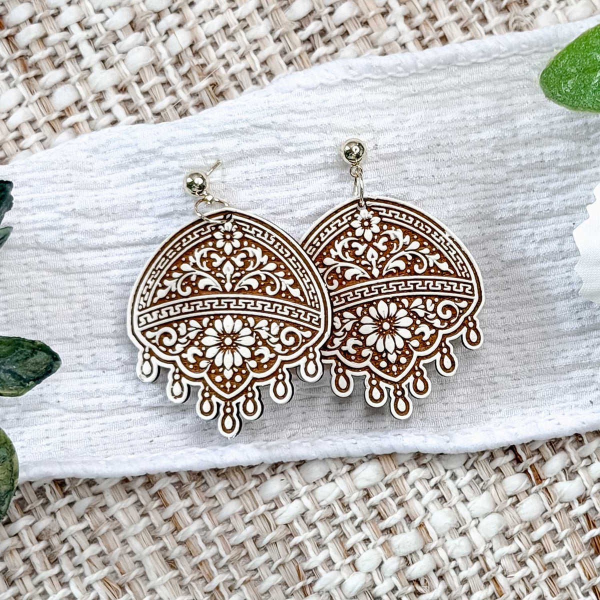 Ornate Floral Chandelier Earrings with Dangle Detail - Glowforge