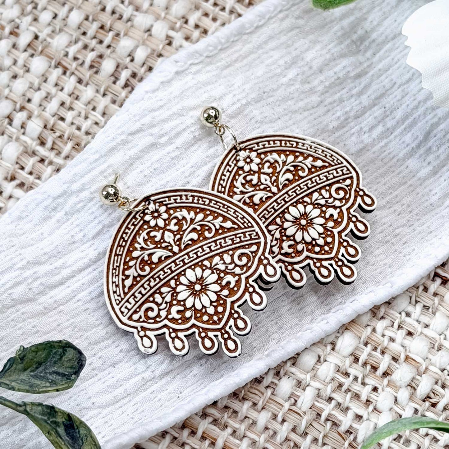 Ornate Floral Chandelier Earrings with Dangle Detail - Glowforge