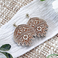 Ornate Floral Chandelier Earrings with Dangle Detail - Glowforge