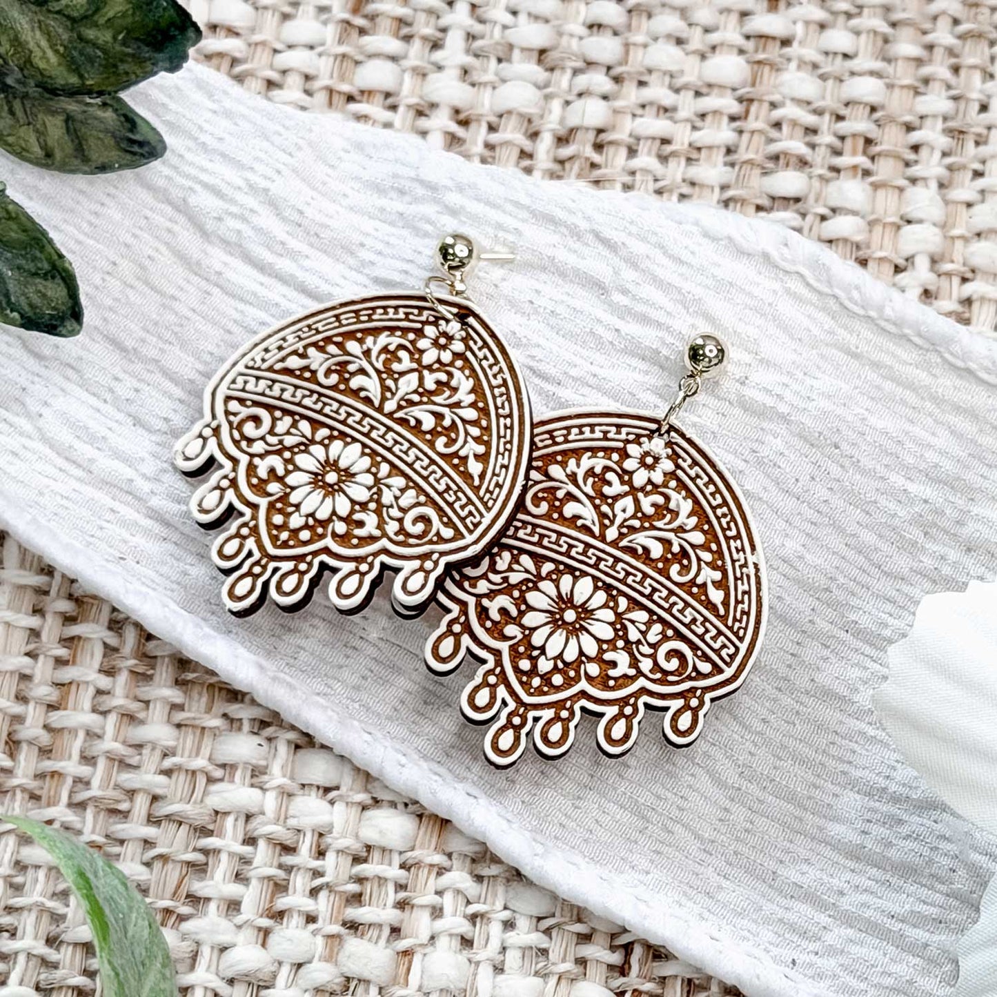 Ornate Floral Chandelier Earrings with Dangle Detail - Glowforge