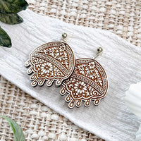 Ornate Floral Chandelier Earrings with Dangle Detail - Glowforge