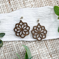 Ornate Floral Medallion Earrings with Cutout Details - Glowforge