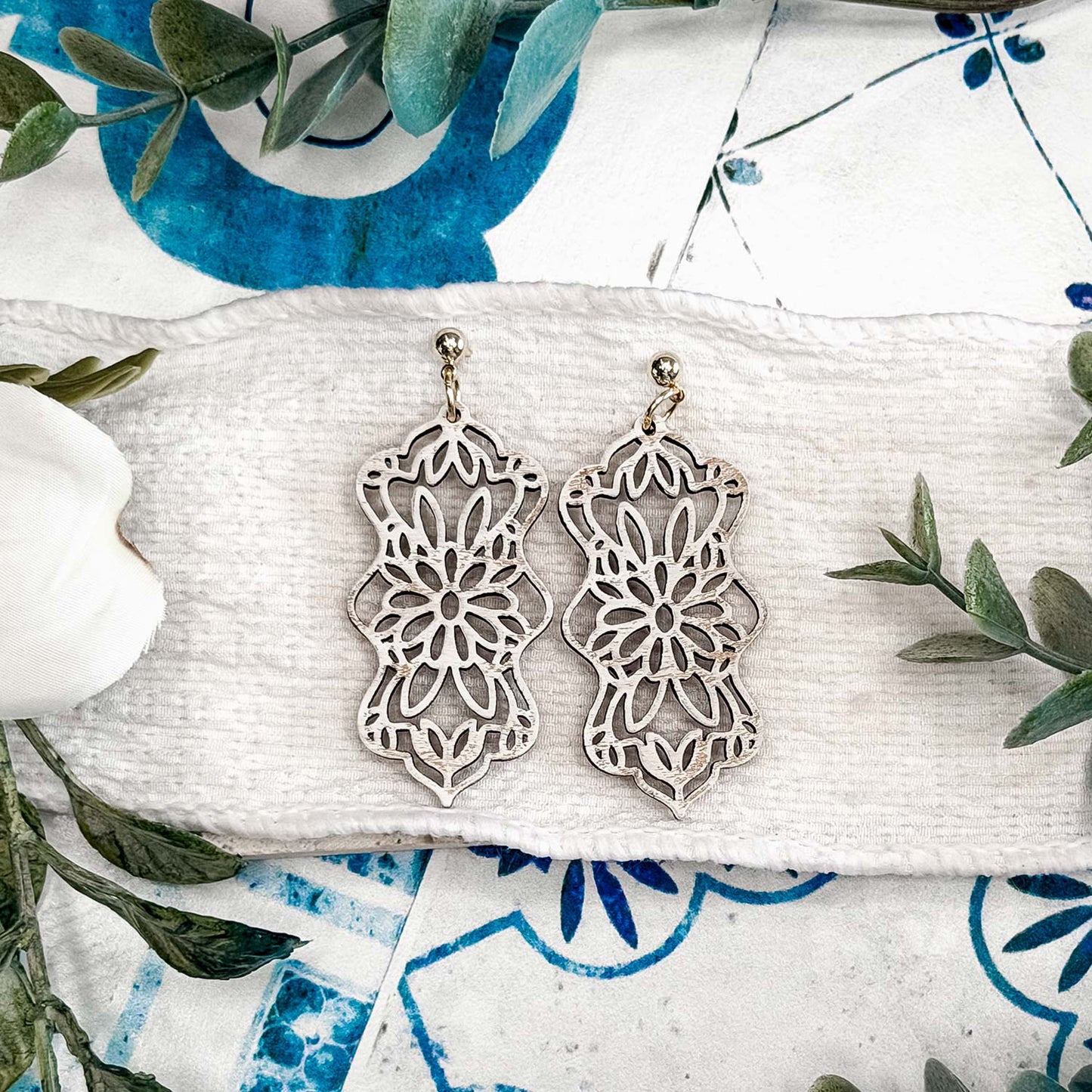 Ornate Floral Statement Earrings - Glowforge