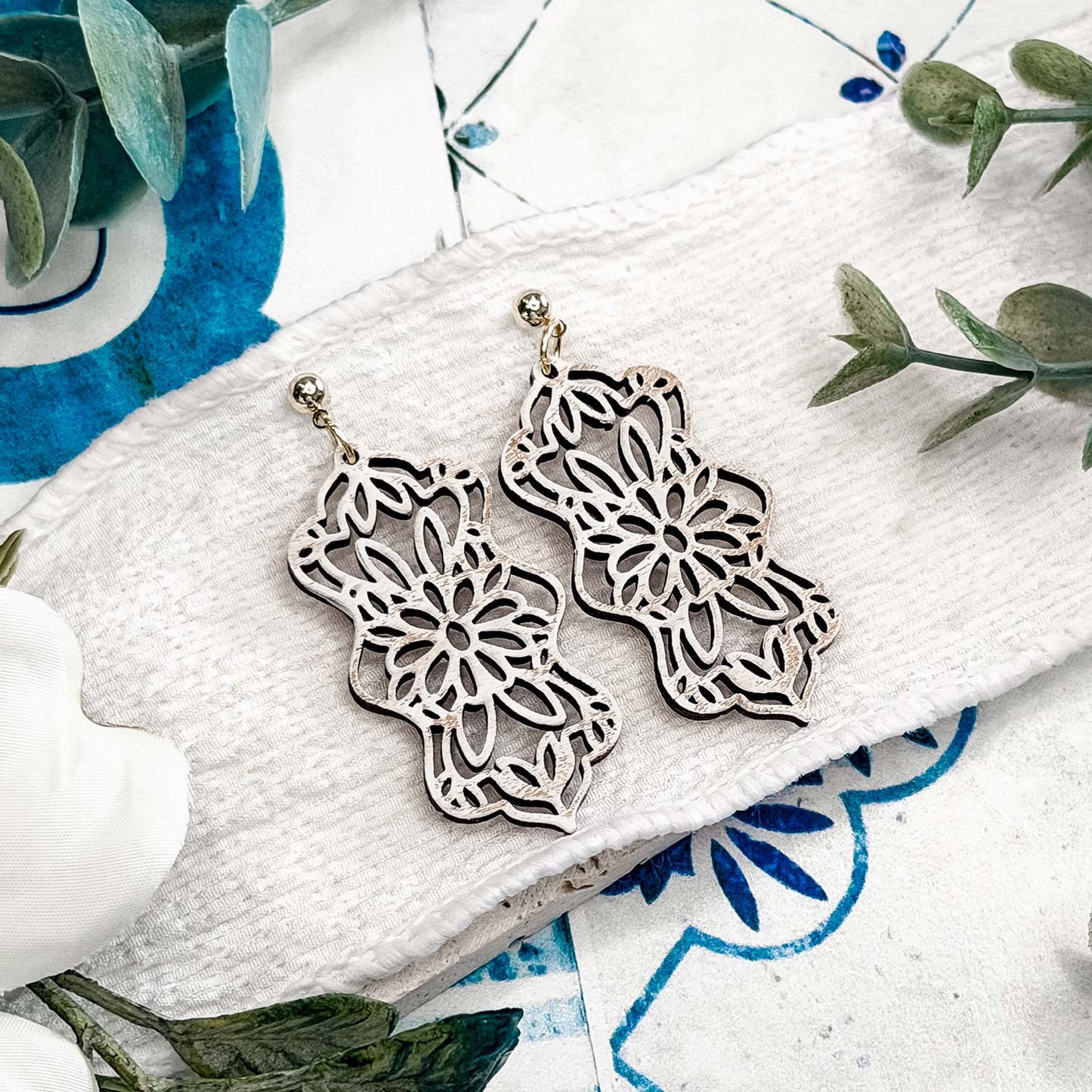 Ornate Floral Statement Earrings - Glowforge
