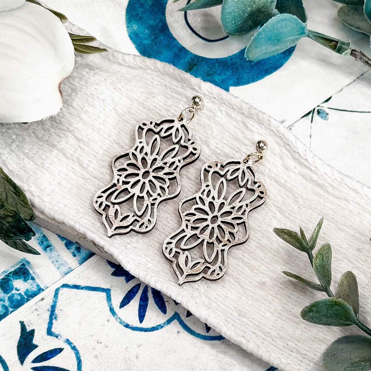 Ornate Floral Statement Earrings - Glowforge