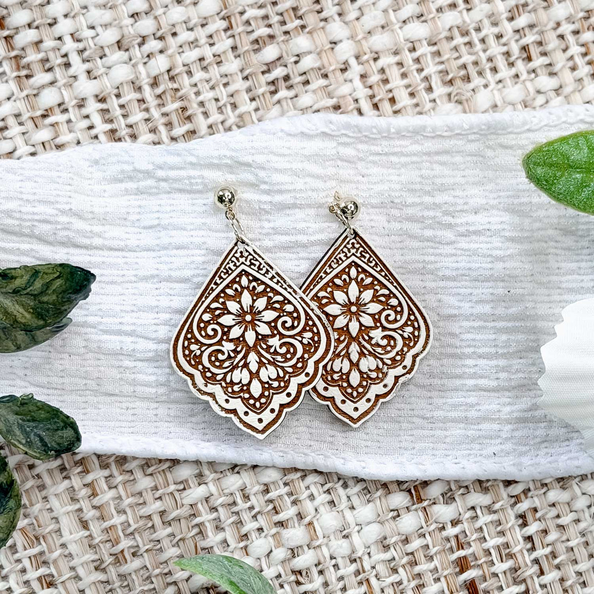 Ornate Floral Teardrop Earrings - Glowforge