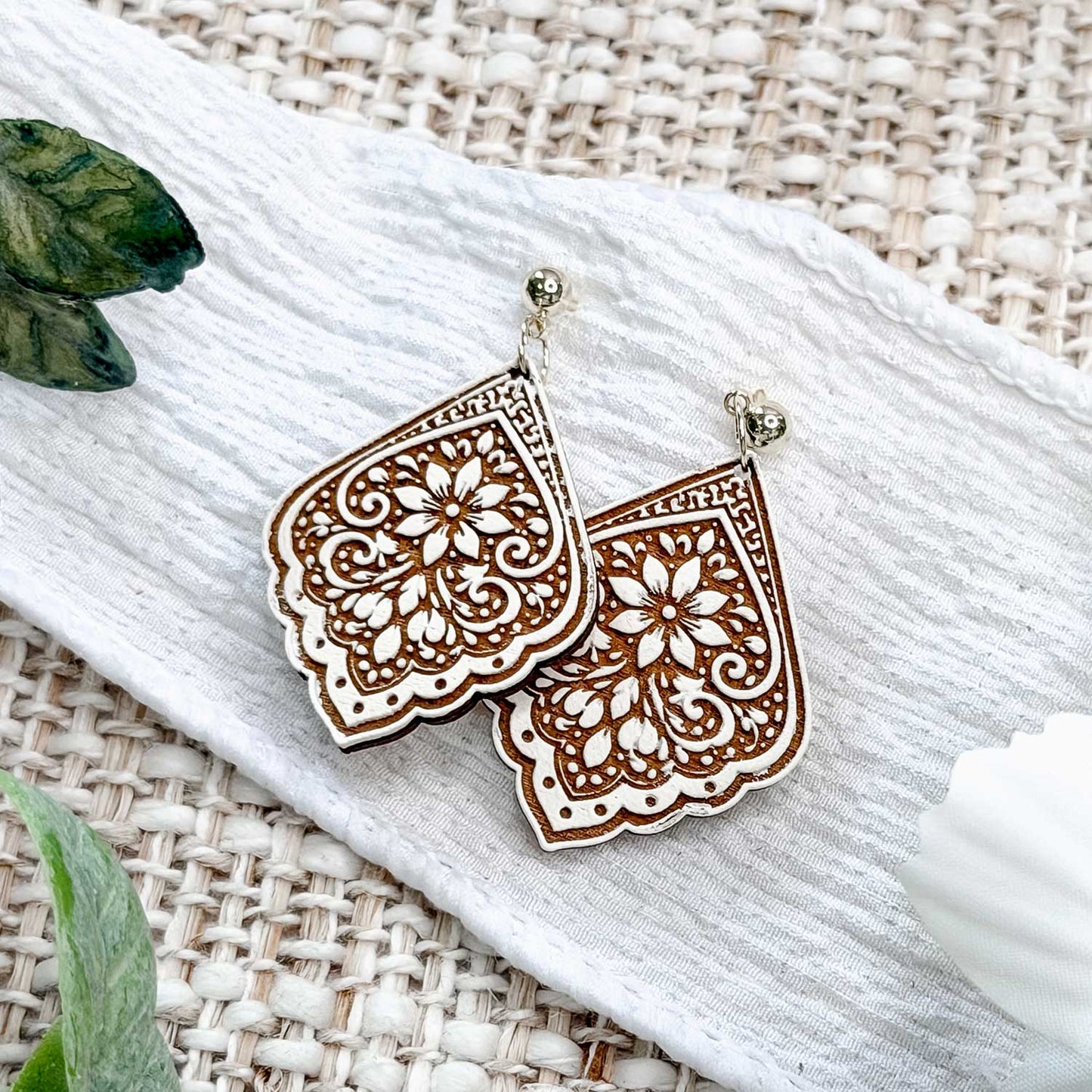 Ornate Floral Teardrop Earrings - Glowforge