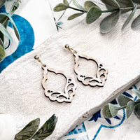 Ornate Scroll Teardrop Earrings - Glowforge