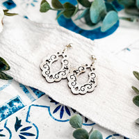 Ornate Scrollwork Teardrop Earrings - Glowforge