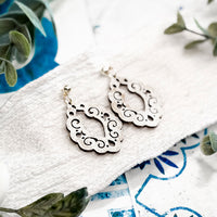 Ornate Scrollwork Teardrop Earrings - Glowforge
