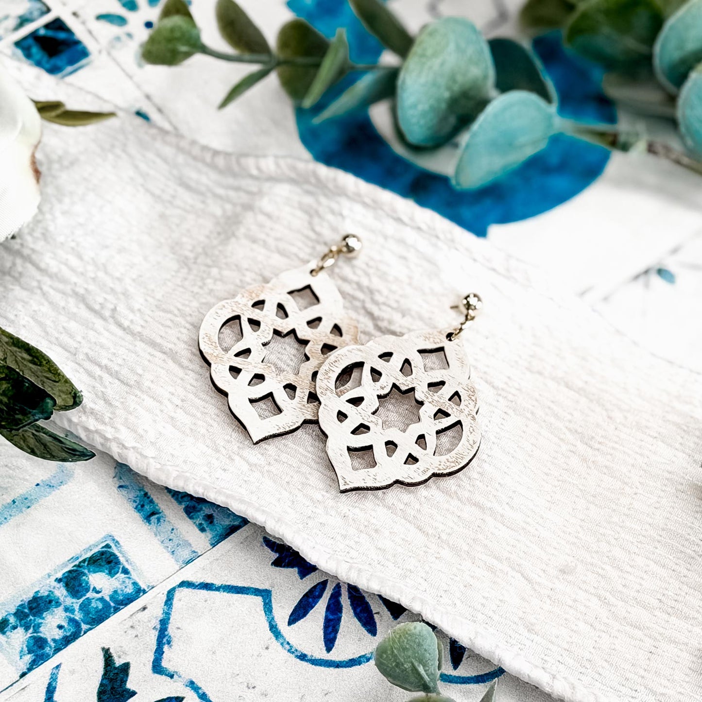 Ornate Tile Teardrop Earrings - Glowforge