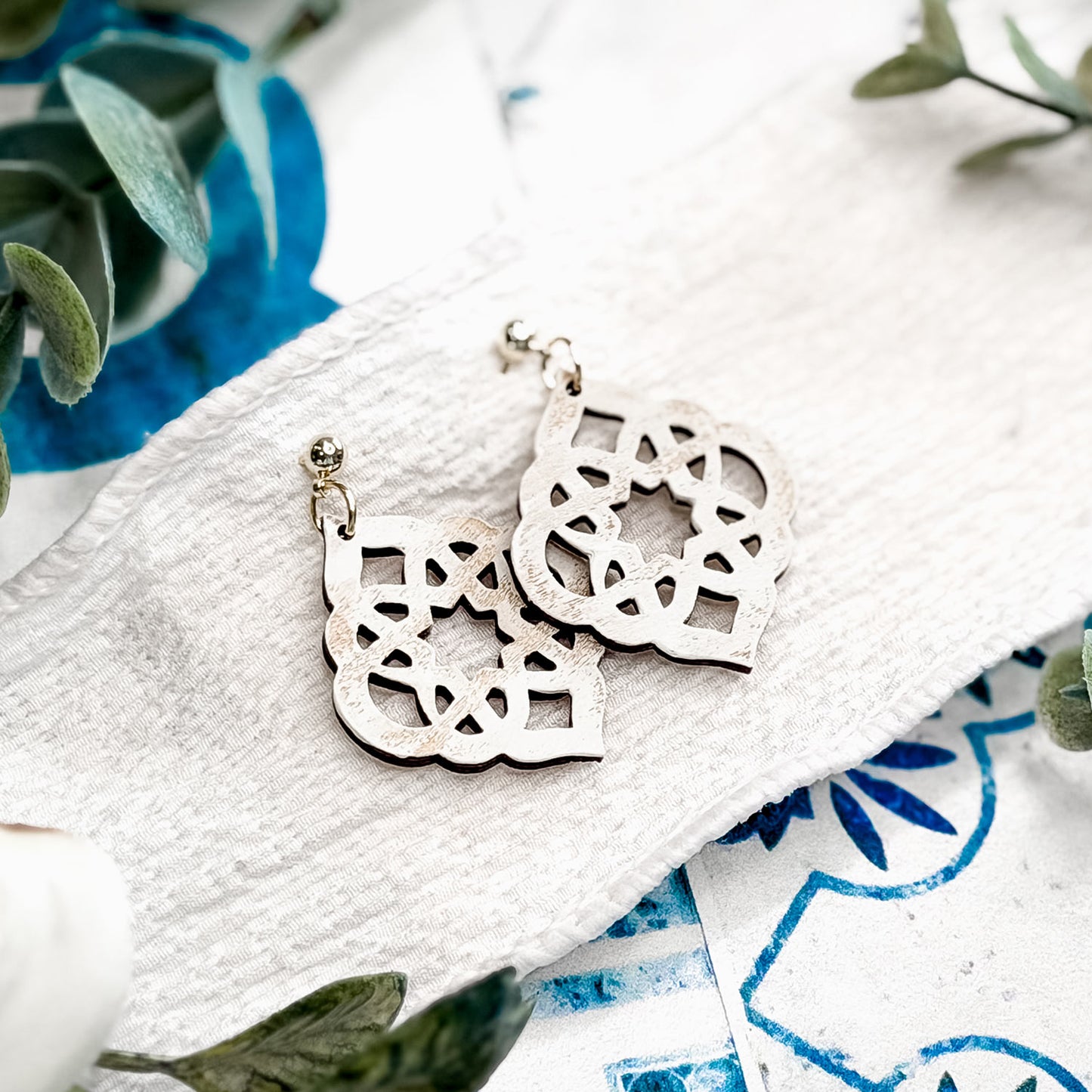 Ornate Tile Teardrop Earrings - Glowforge