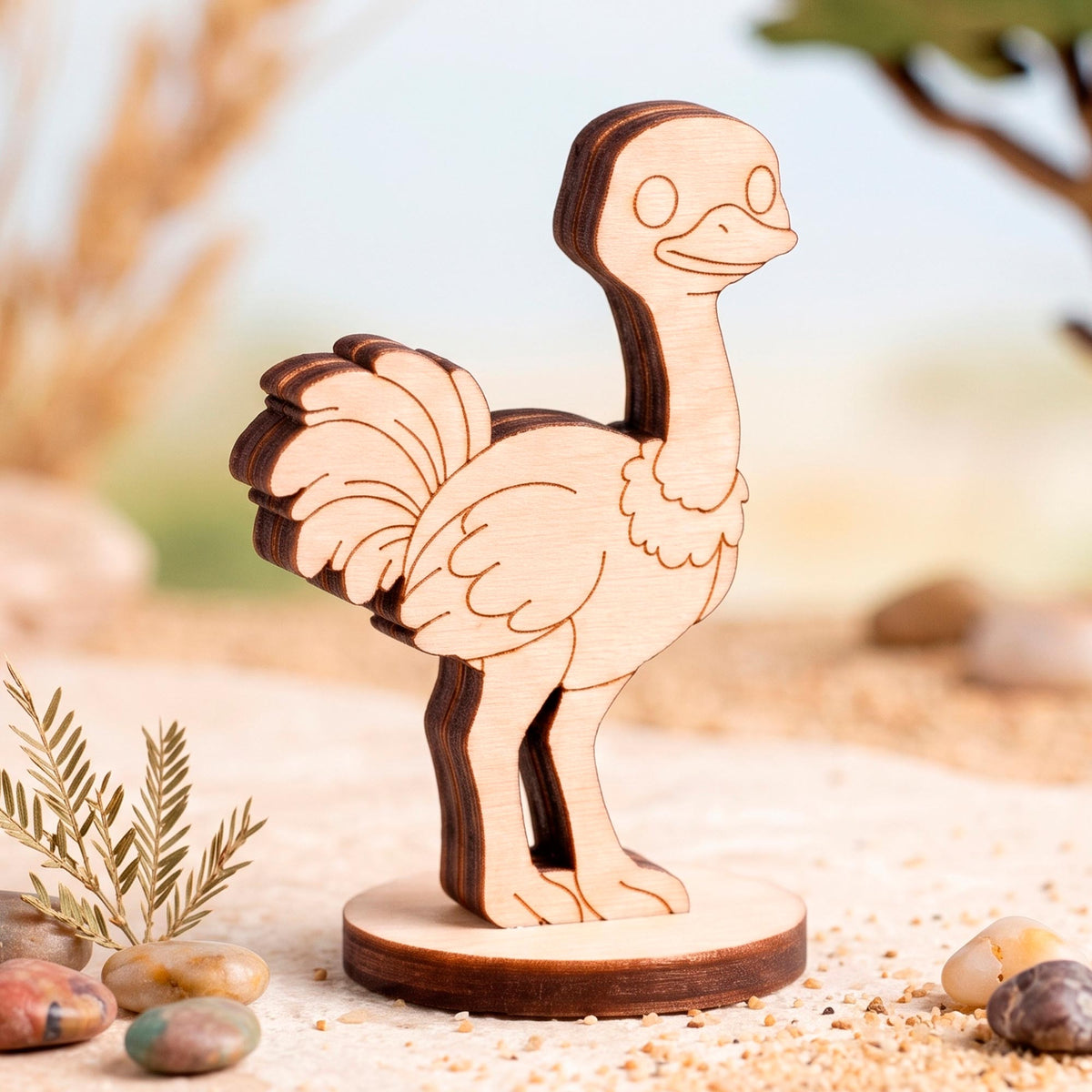 Ostrich Toy - African Safari Bird Figure for Crafts & Painting - Glowforge