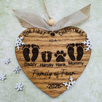 Our First Christmas as a Family of 4 Editable 2-Layer Ornament - Glowforge