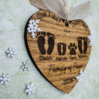 Our First Christmas as a Family of 4 Editable 2-Layer Ornament - Glowforge