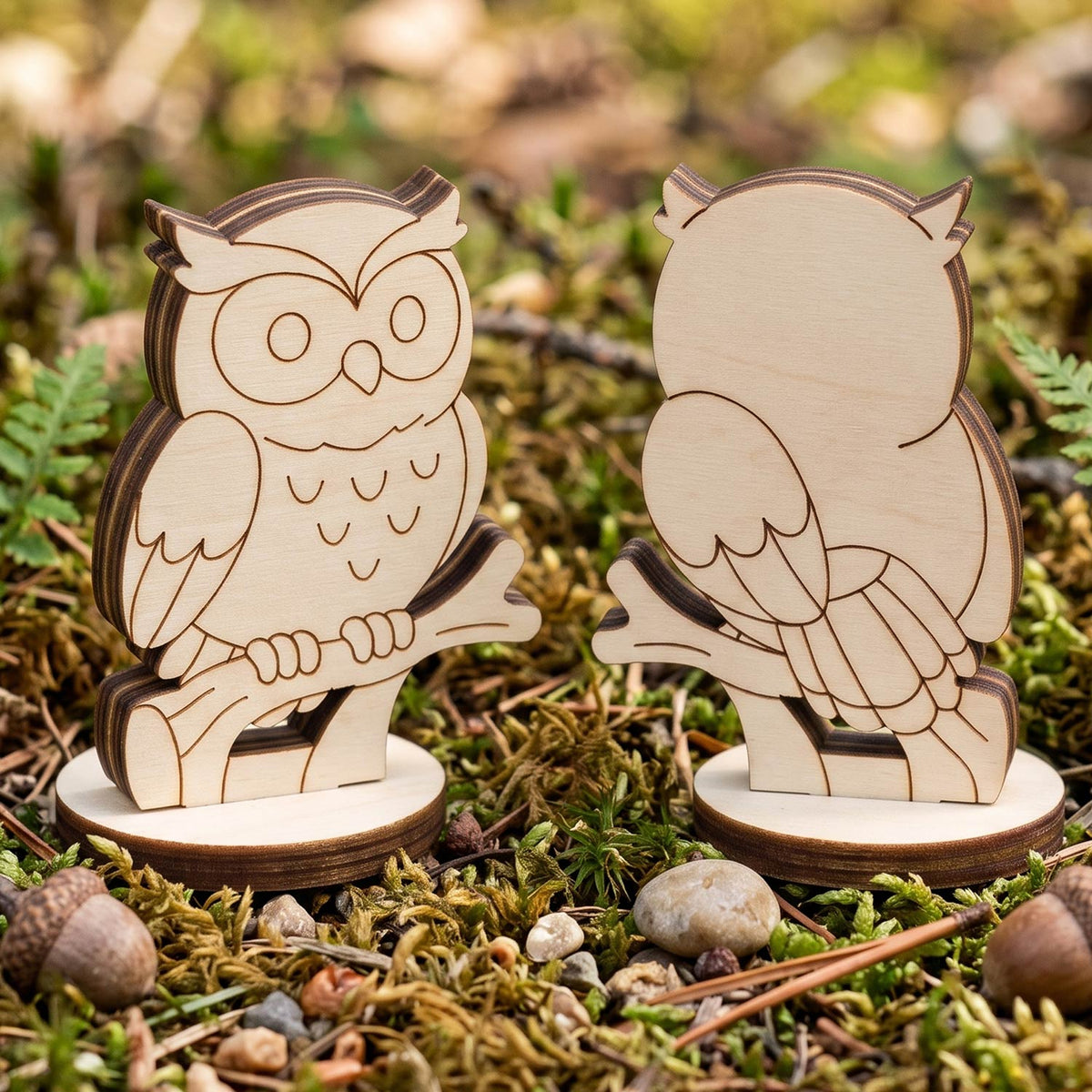 Owl Tabletop Figurine - Wooden Forest Bird for Games & Storytelling - Glowforge