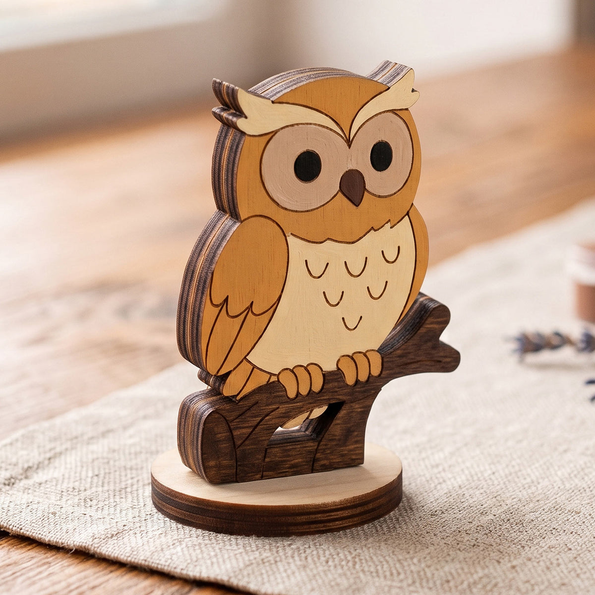 Owl Tabletop Figurine - Wooden Forest Bird for Games & Storytelling - Glowforge