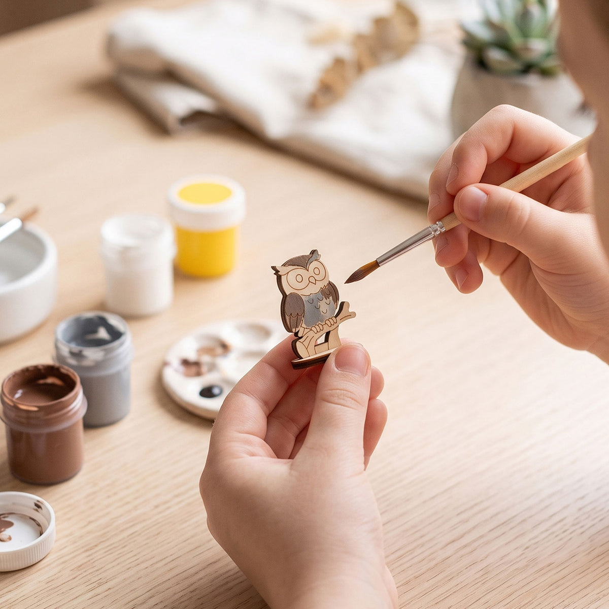 Owl Tabletop Figurine - Wooden Forest Bird for Games & Storytelling - Glowforge