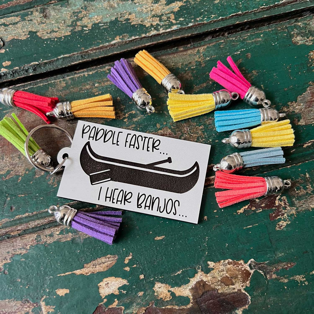 Paddle Faster Hear Banjos Snarky Keychain - Glowforge