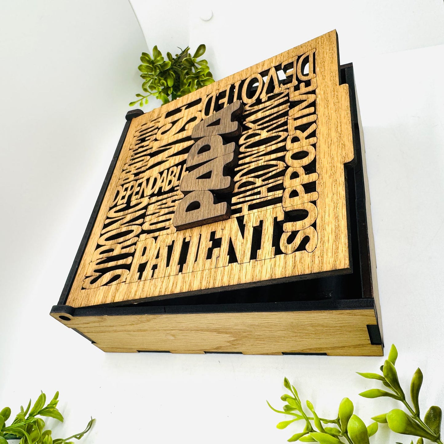 Papa Word Collage Keepsake Box - Father’s Day Memory Box Gift for Dad - Glowforge