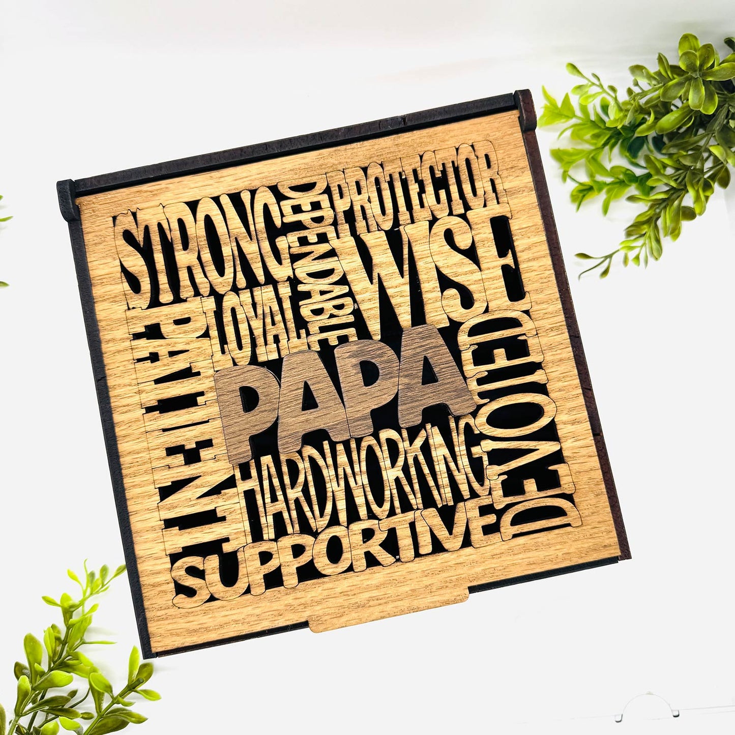Papa Word Collage Keepsake Box - Father’s Day Memory Box Gift for Dad - Glowforge