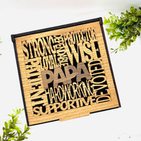 Papa Word Collage Keepsake Box - Father’s Day Memory Box Gift for Dad - Glowforge