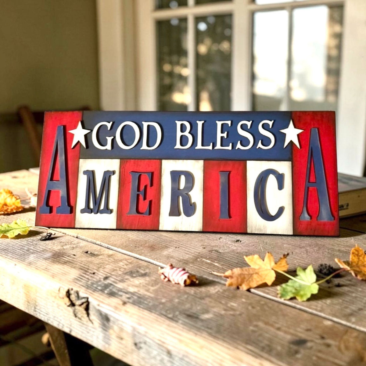 Patriotic America Sign or Shelf Leaner  Glowforge
