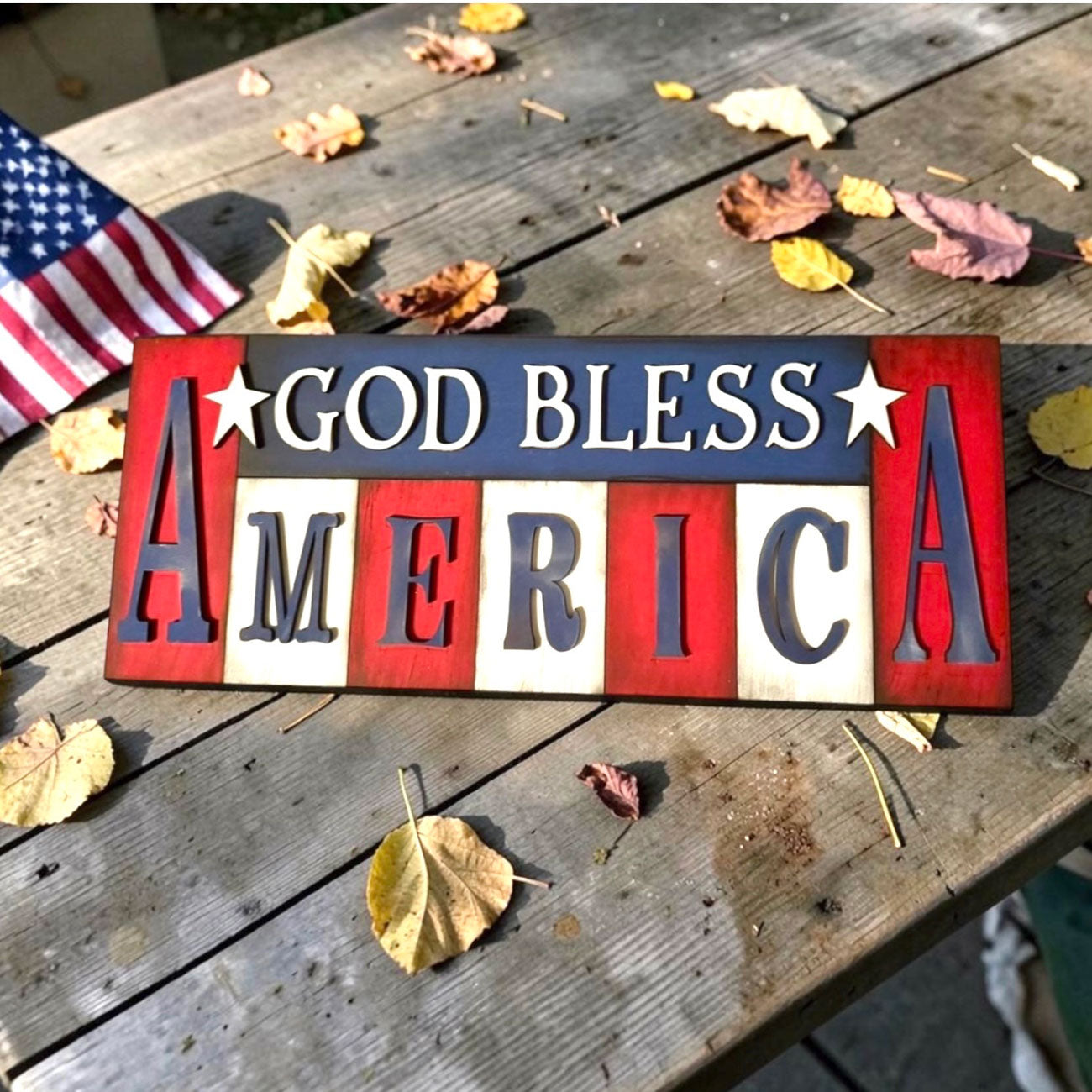 Patriotic America Sign or Shelf Leaner - Glowforge