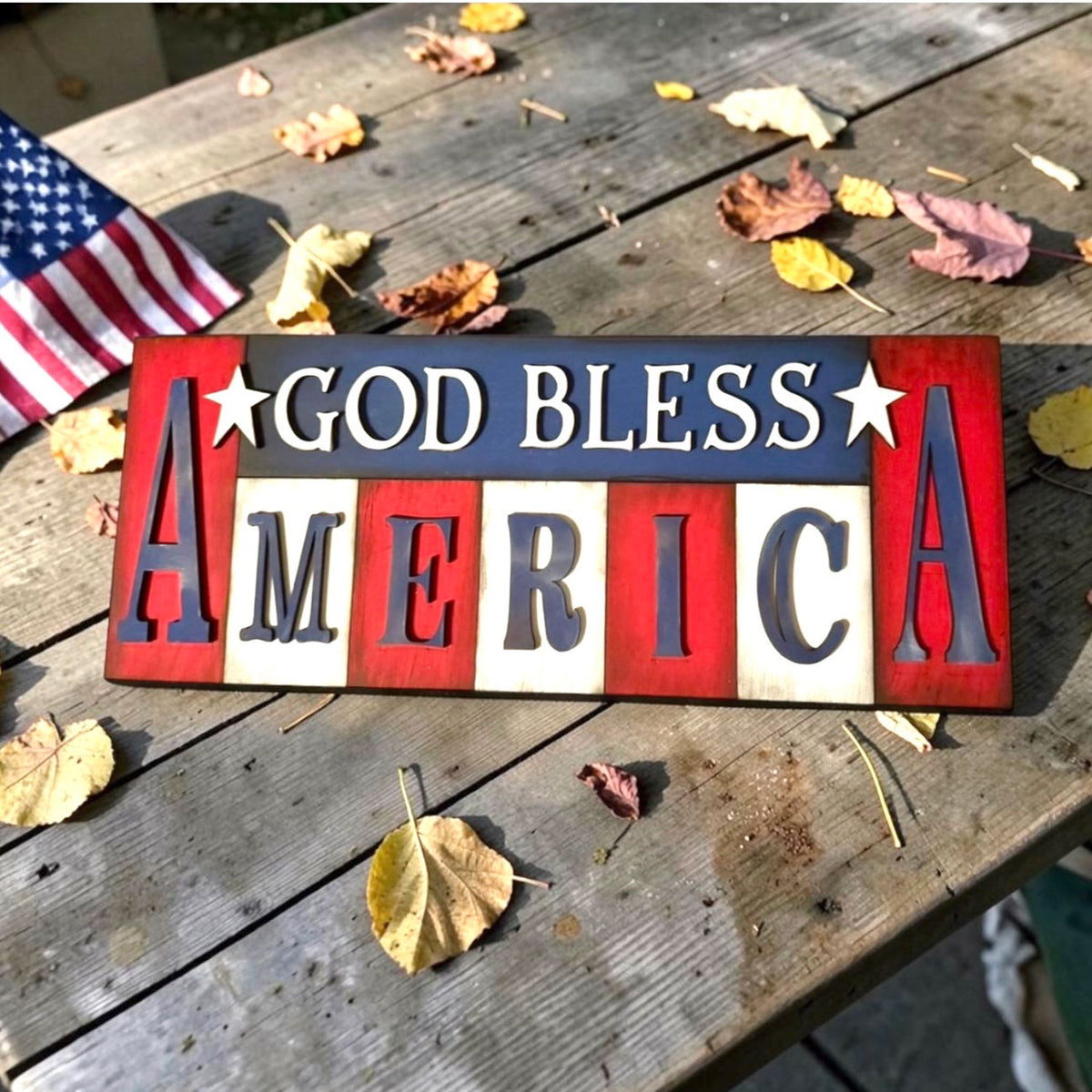 Patriotic America Sign or Shelf Leaner - Glowforge