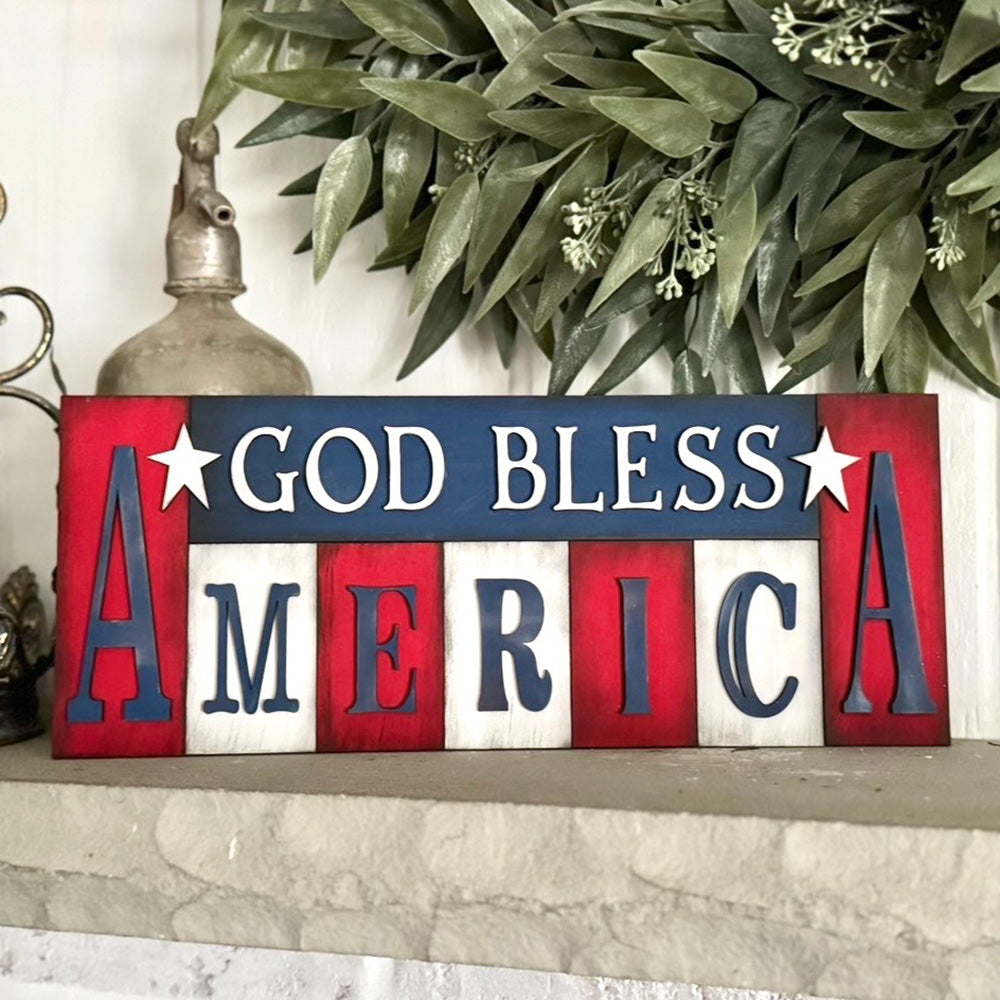 Patriotic America Sign or Shelf Leaner - Glowforge