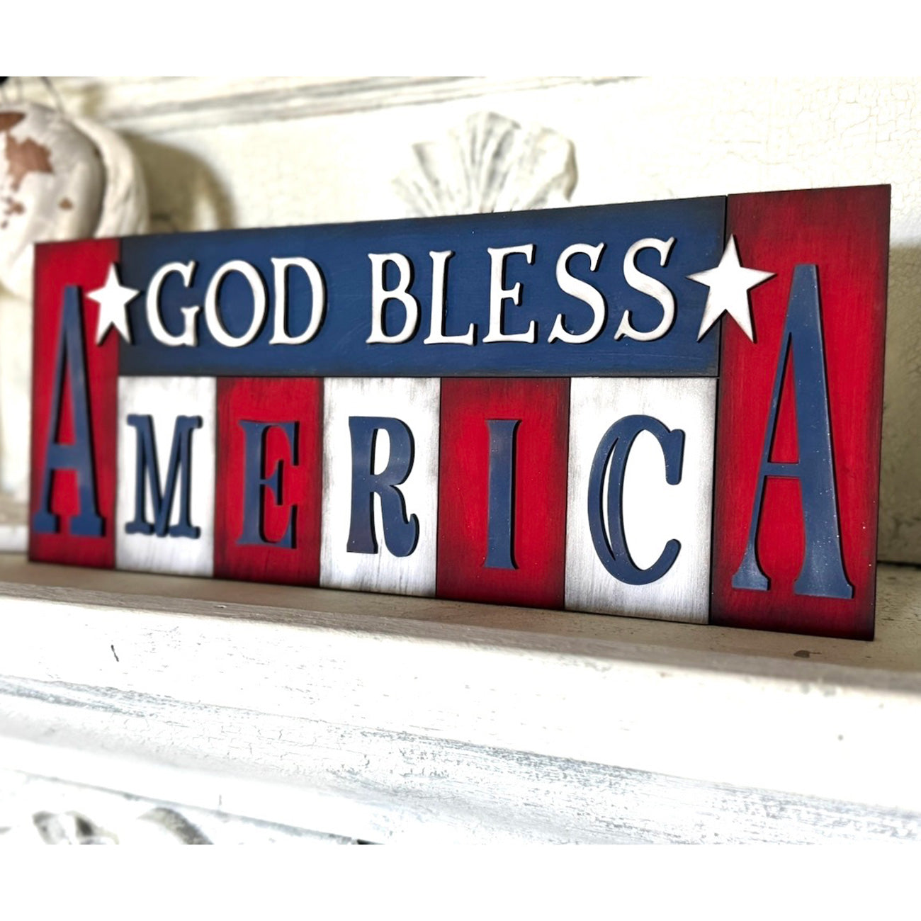 Patriotic America Sign or Shelf Leaner - Glowforge