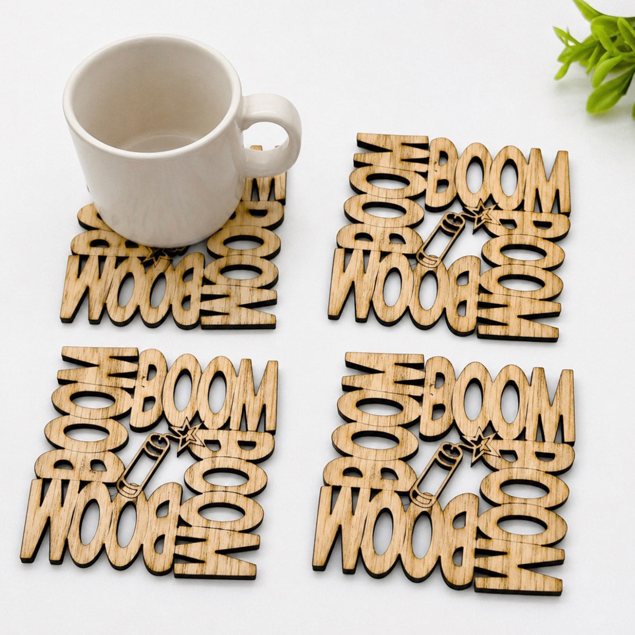 Patriotic BOOM Coaster With Fireworks (Set of 4) - Glowforge