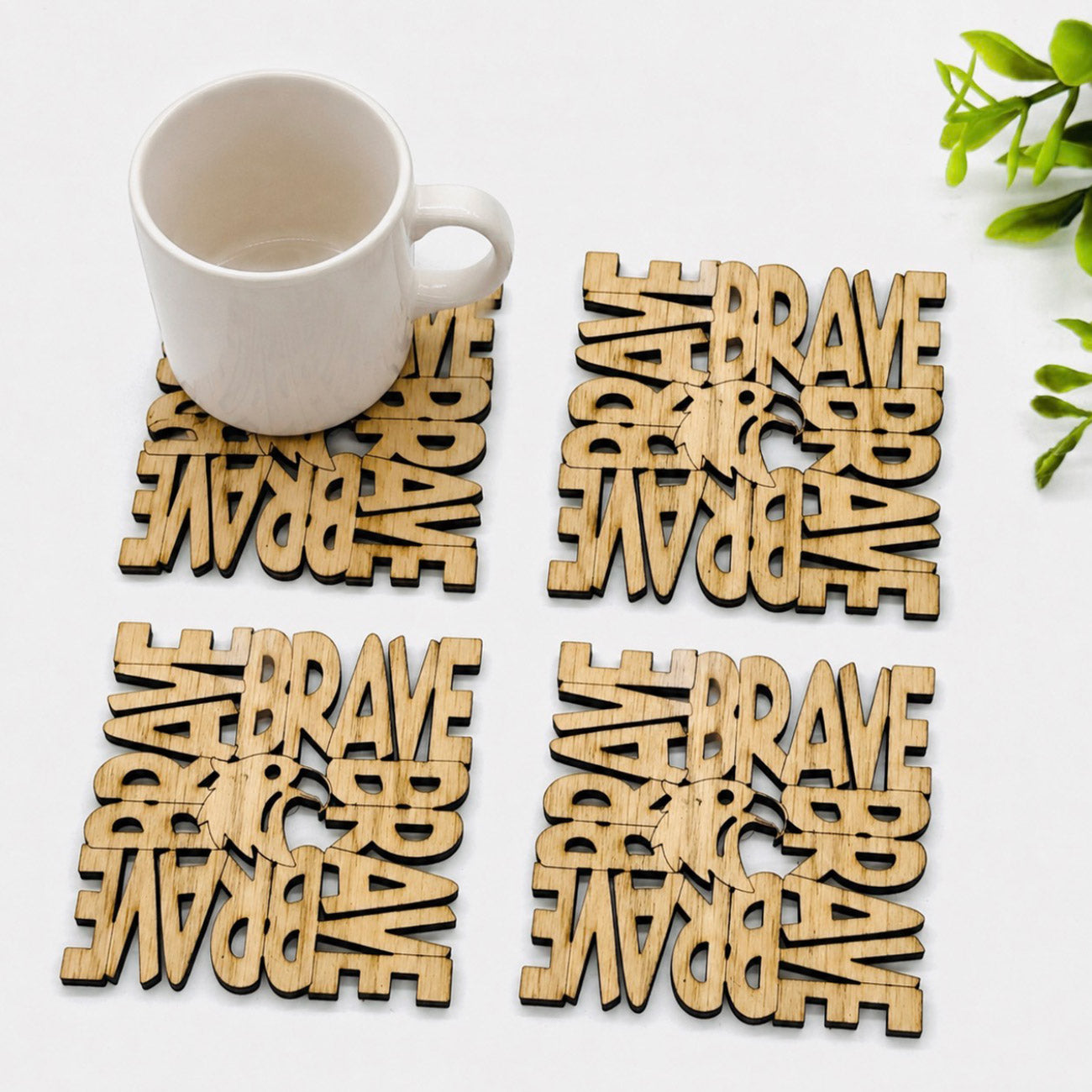 Patriotic BRAVE Coaster With Eagle (Set of 4) - Glowforge