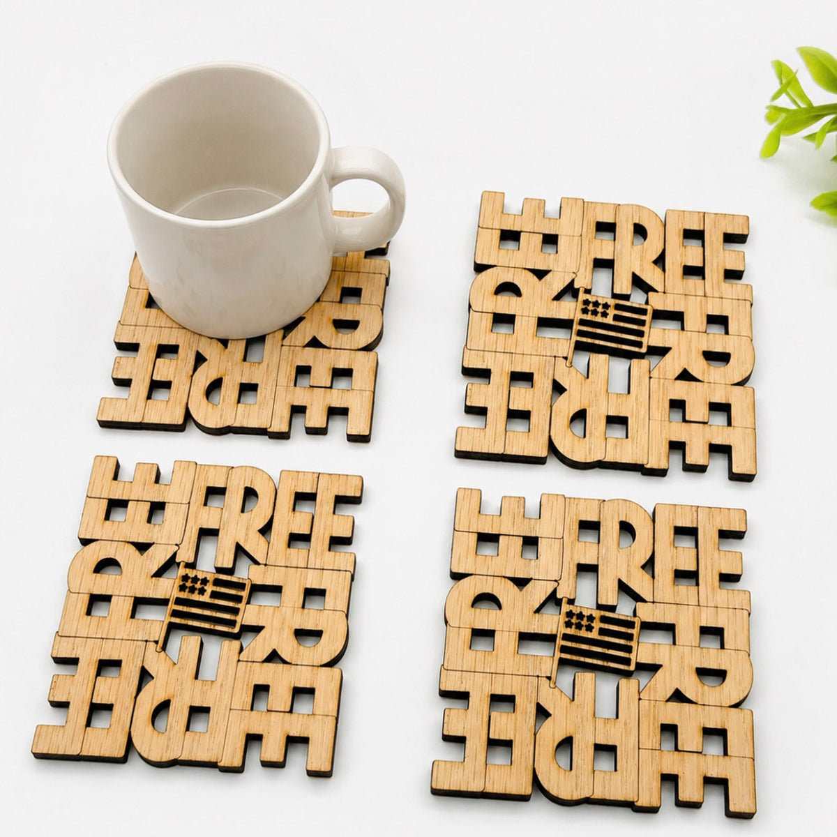 Patriotic FREE Coaster With Flag (Set of 4) - Glowforge