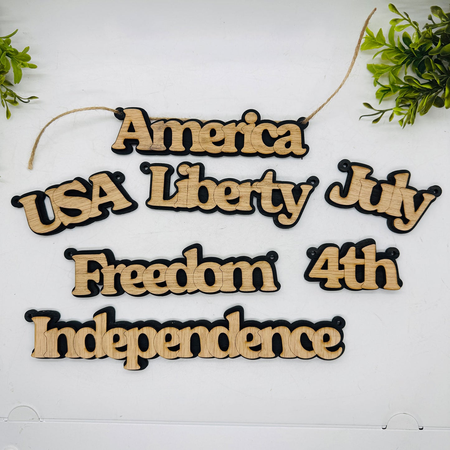 Patriotic Layered Banner Words (Set of 8) - Glowforge