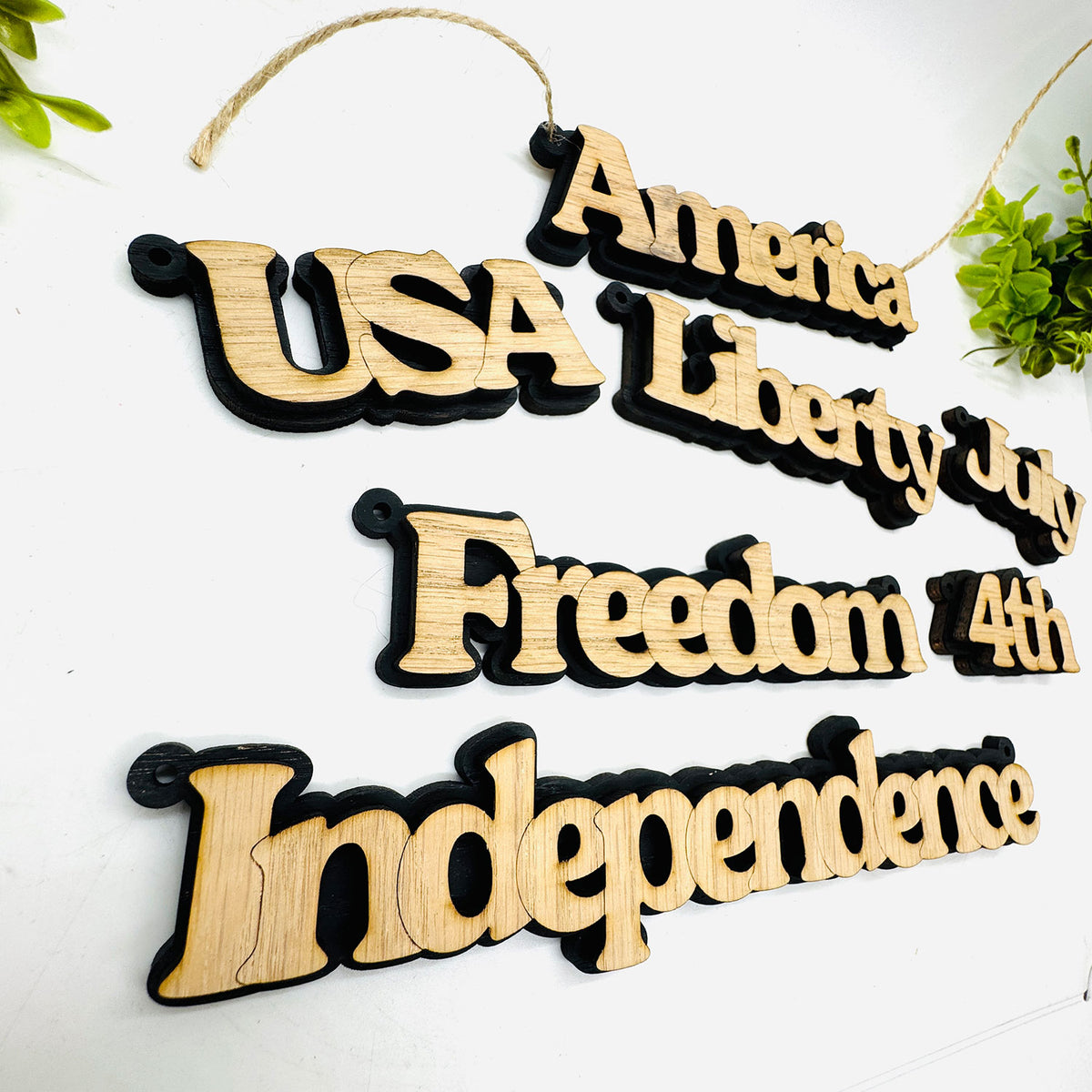 Patriotic Layered Banner Words (Set of 8) - Glowforge