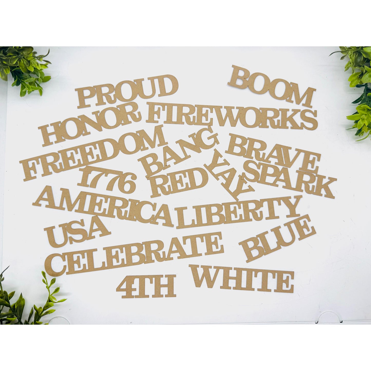 Patriotic Word Confetti 4th of July (Set of 18) - Glowforge