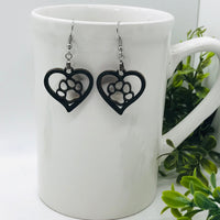 Pawfect Love Dog Paw Heart Earrings