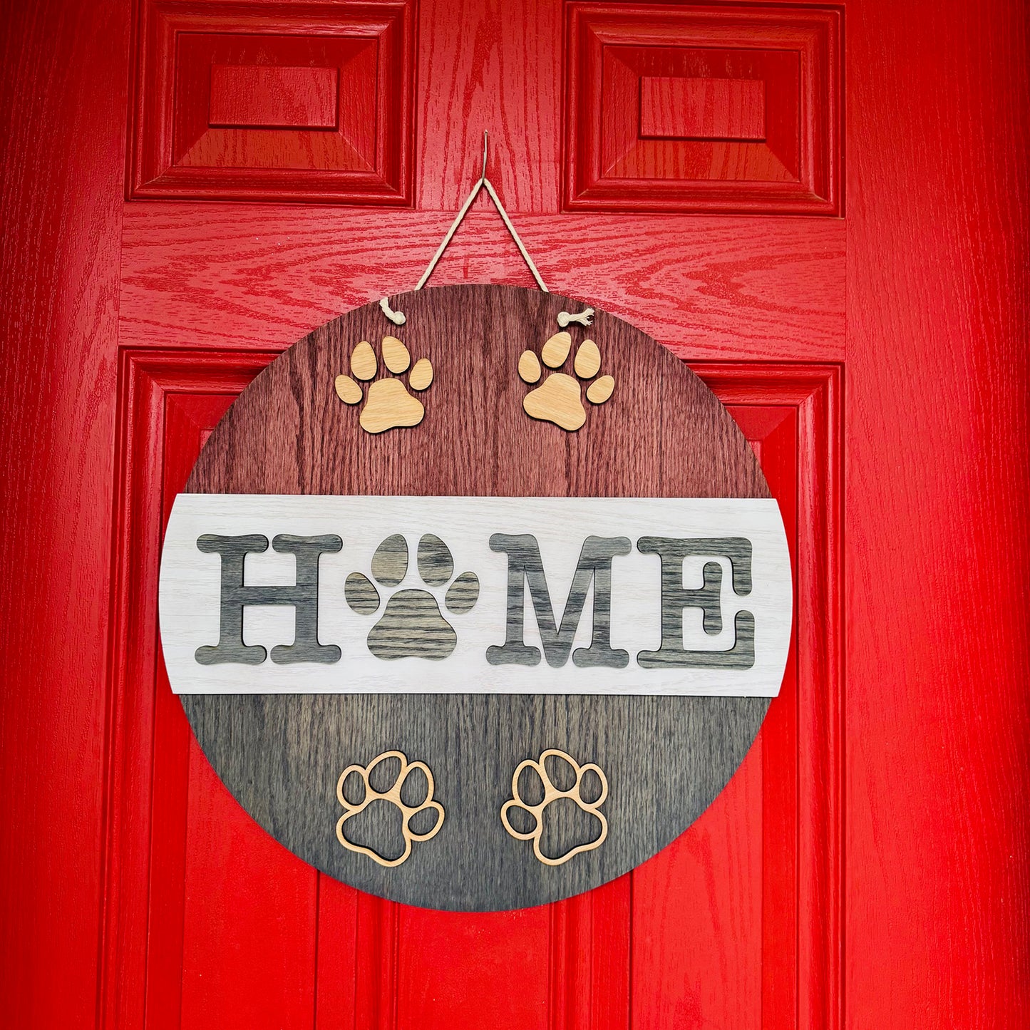 Pawprint HOME 19" Round Door Sign - Glowforge